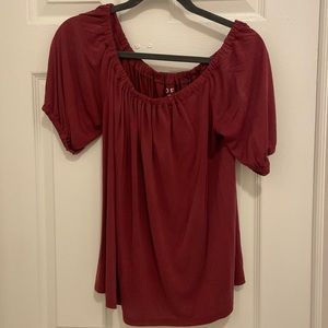 Off the shoulder magenta top